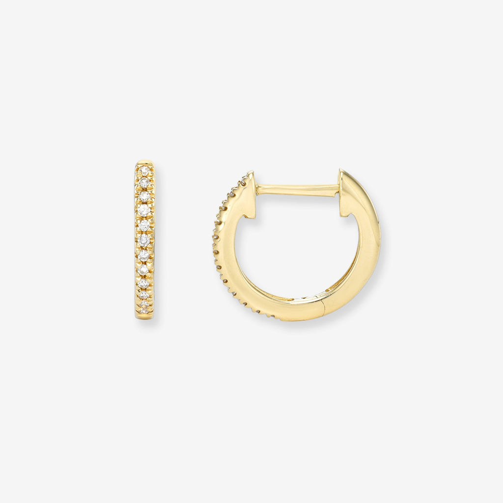 Diamond Huggie Earrings in 14K yellow gold by Zoe Lev