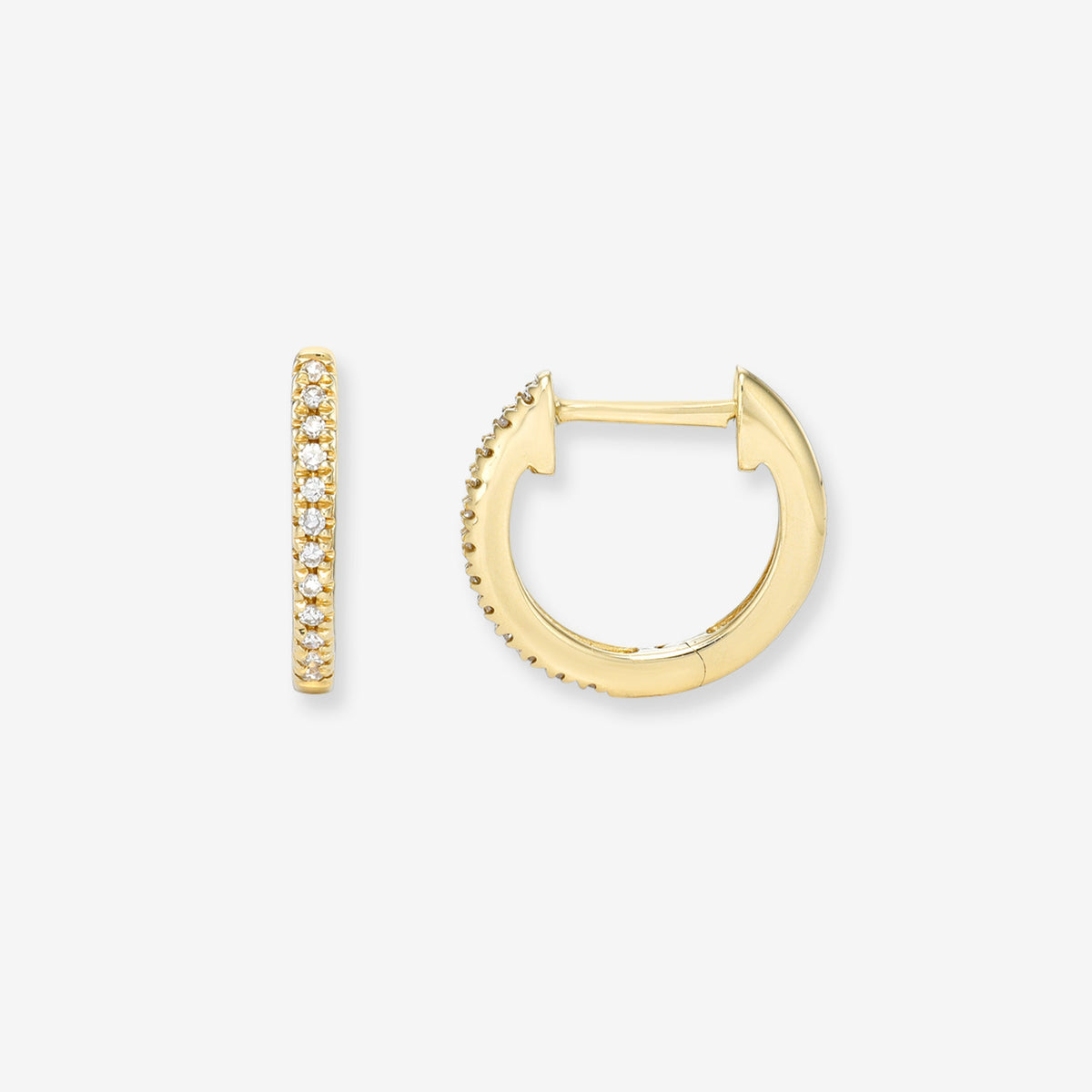 Diamond Huggie Earrings in 14K yellow gold by Zoe Lev