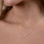Diamond Open Star of David Necklace layered with a delicate gold necklace