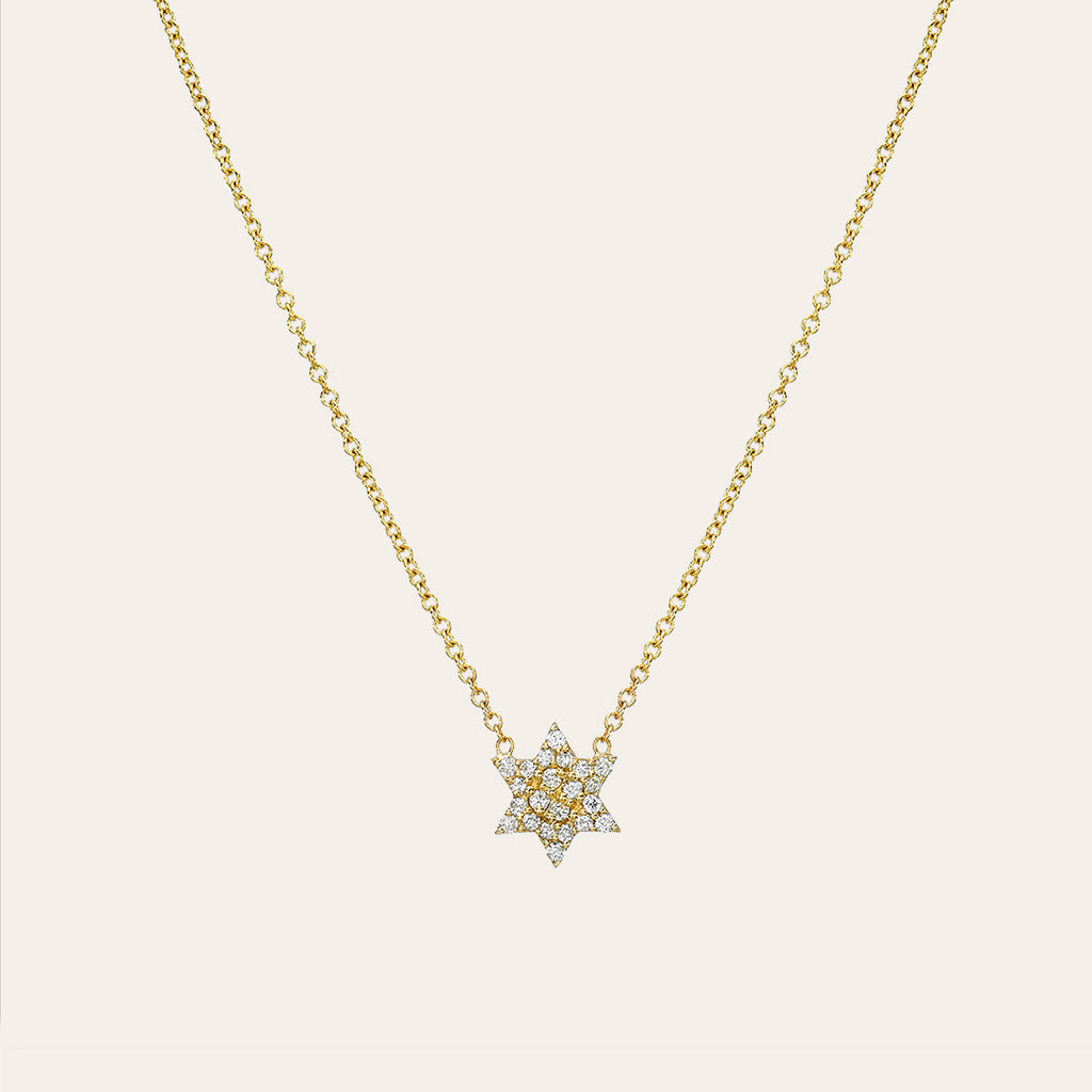 Diamond Star of David Necklace in 14K yellow gold by Zoe Lev