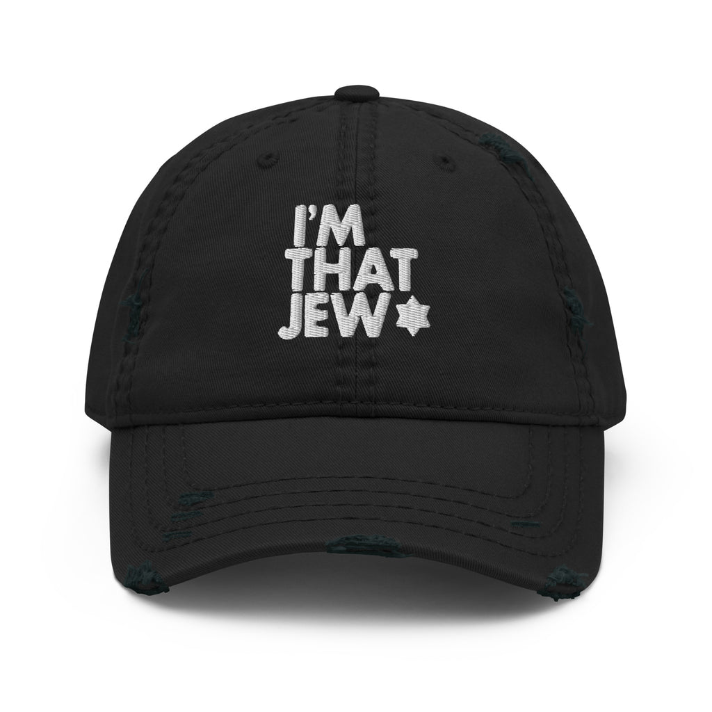 Eitan Chitayat's I'm That Jew™ Distressed Hat in black