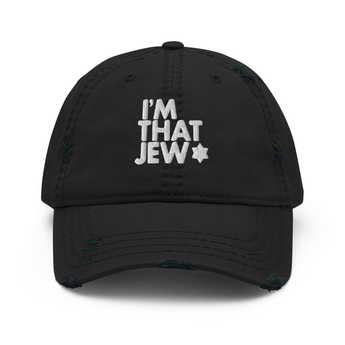 Eitan Chitayat's I'm That Jew™ Distressed Hat in black