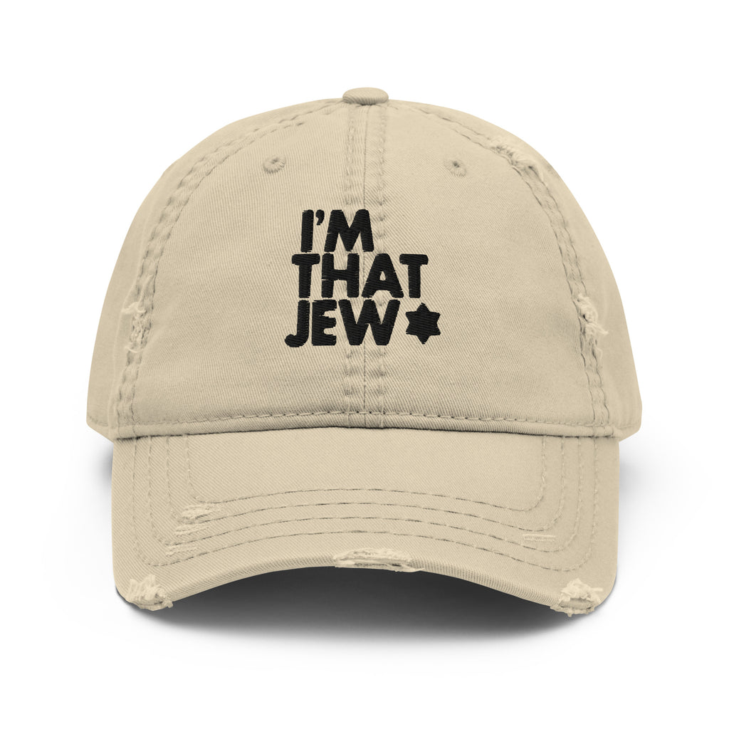 Eitan Chitayat's I'm That Jew™ Distressed Hat in khaki