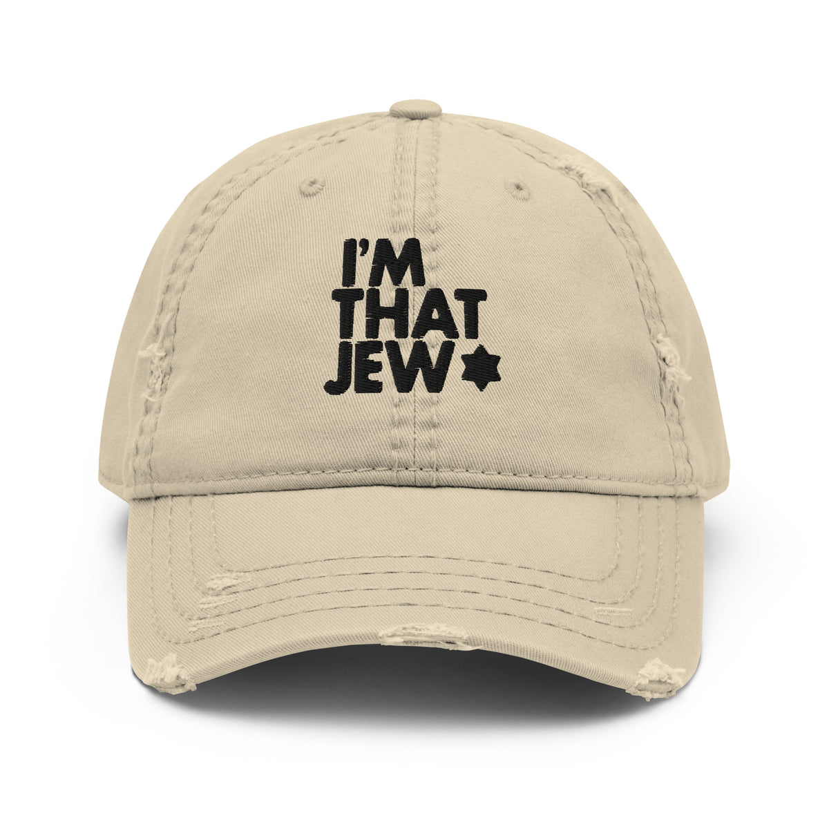 Eitan Chitayat's I'm That Jew™ Distressed Hat in khaki