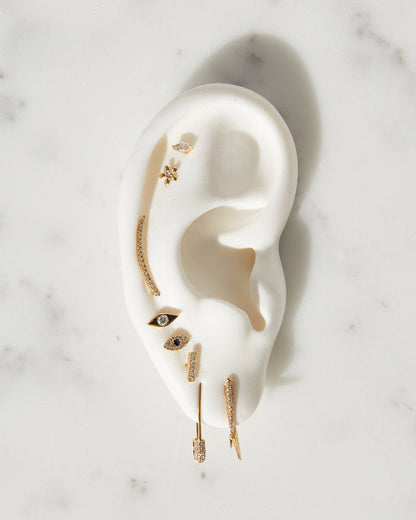 14k Gold Mini Diamond Flower Stud Earrings