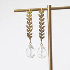 Quartz & Chevron Leaf Chain Earrings