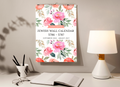 Floral Jewish wall calendar 2026–2027 with pink and coral flowers