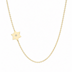 Gold Asymmetrical Diamond Star of David Necklace
