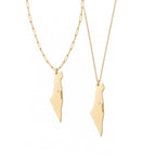 Gold Israel Map Pendant Necklace with classic and paperclip chains