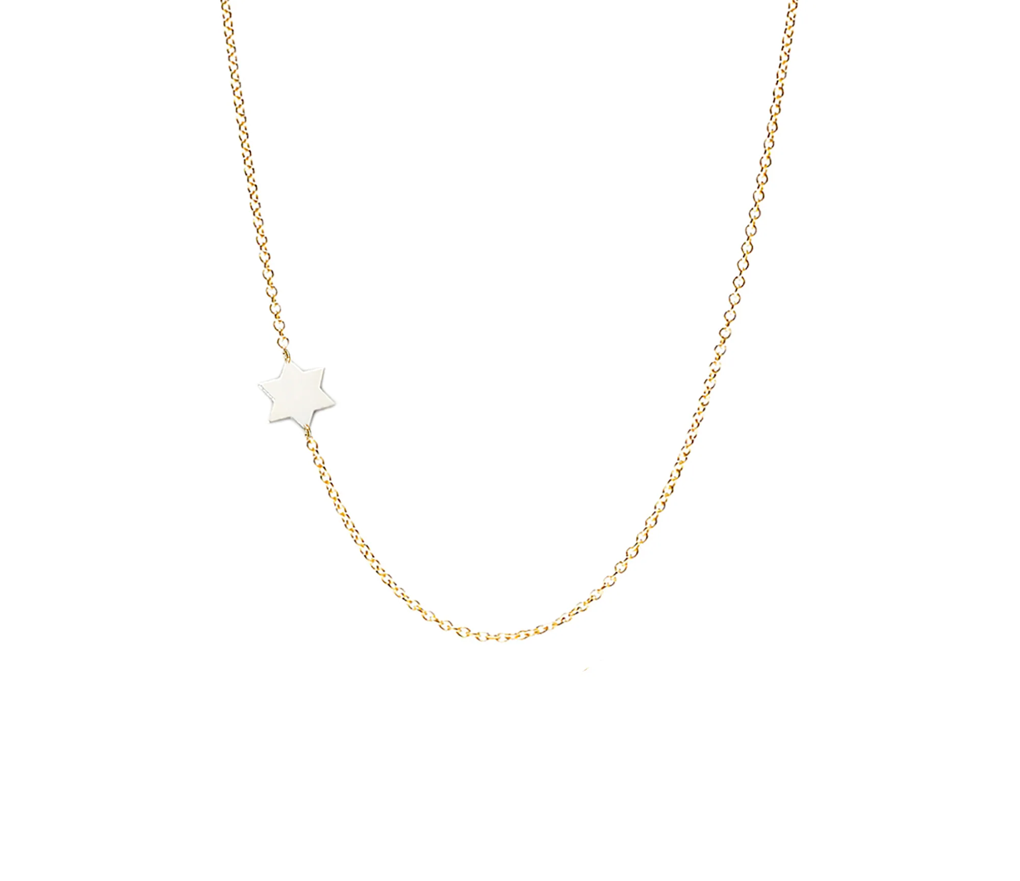 Asymmetrical Tiny Star of David Necklace