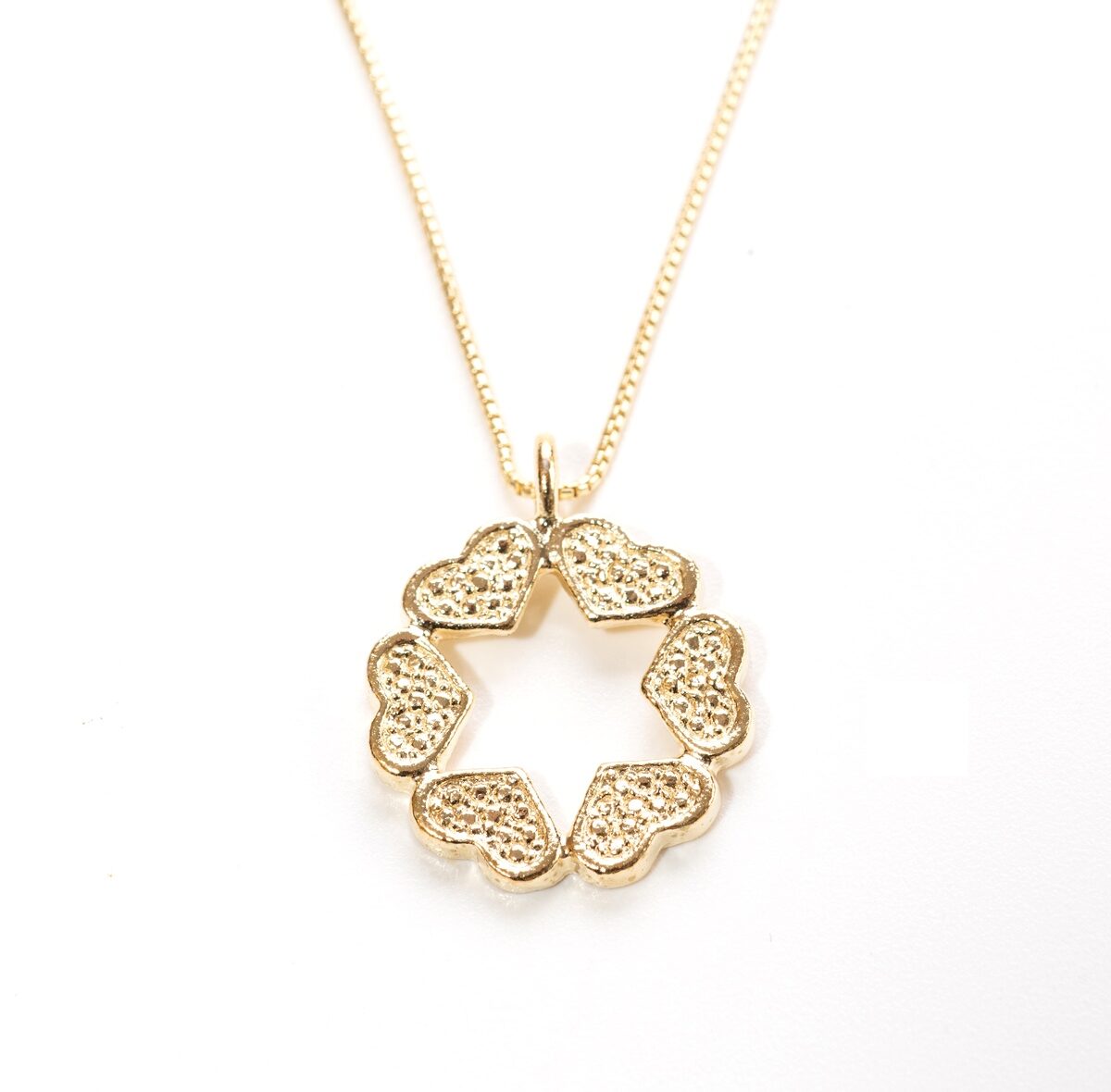 Gold Six Hearts Star of David Necklace from the Israel Museum