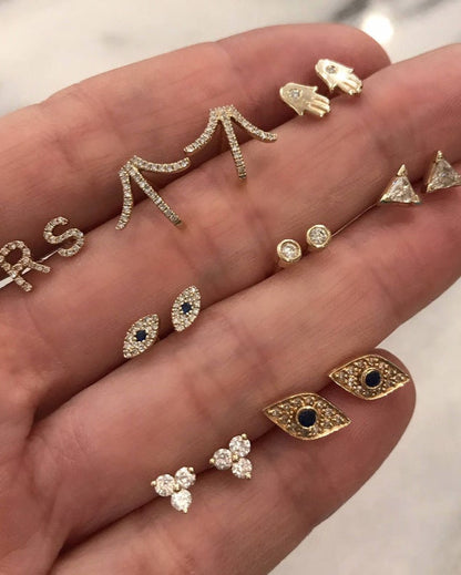 Diamond Trillion Stud Earrings