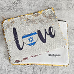 Love Israel Heart Flag Sequined Flip Pouch