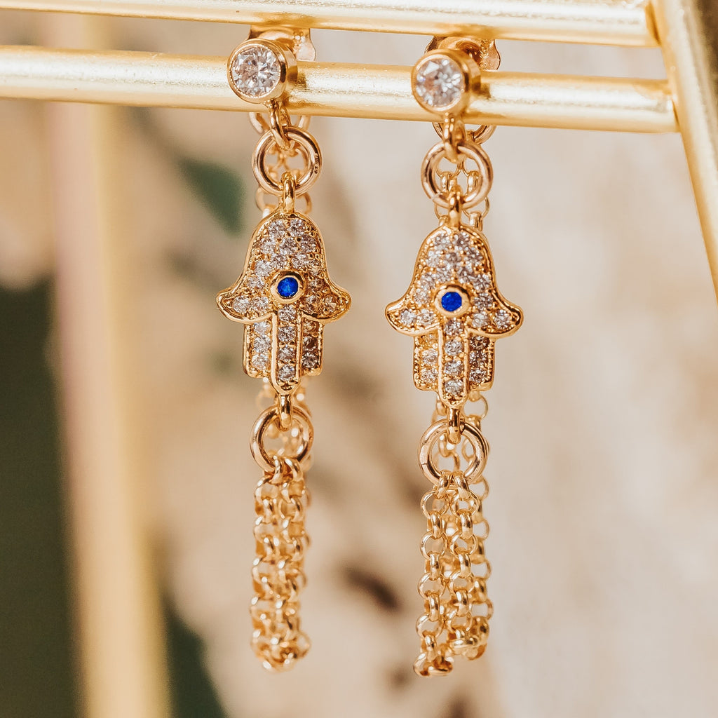 Hamsa Dangle Stud Earrings
