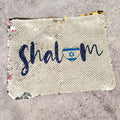 Shalom Israel Heart Flag Sequined Pouch
