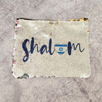 Shalom Israel Heart Flag Sequined Pouch