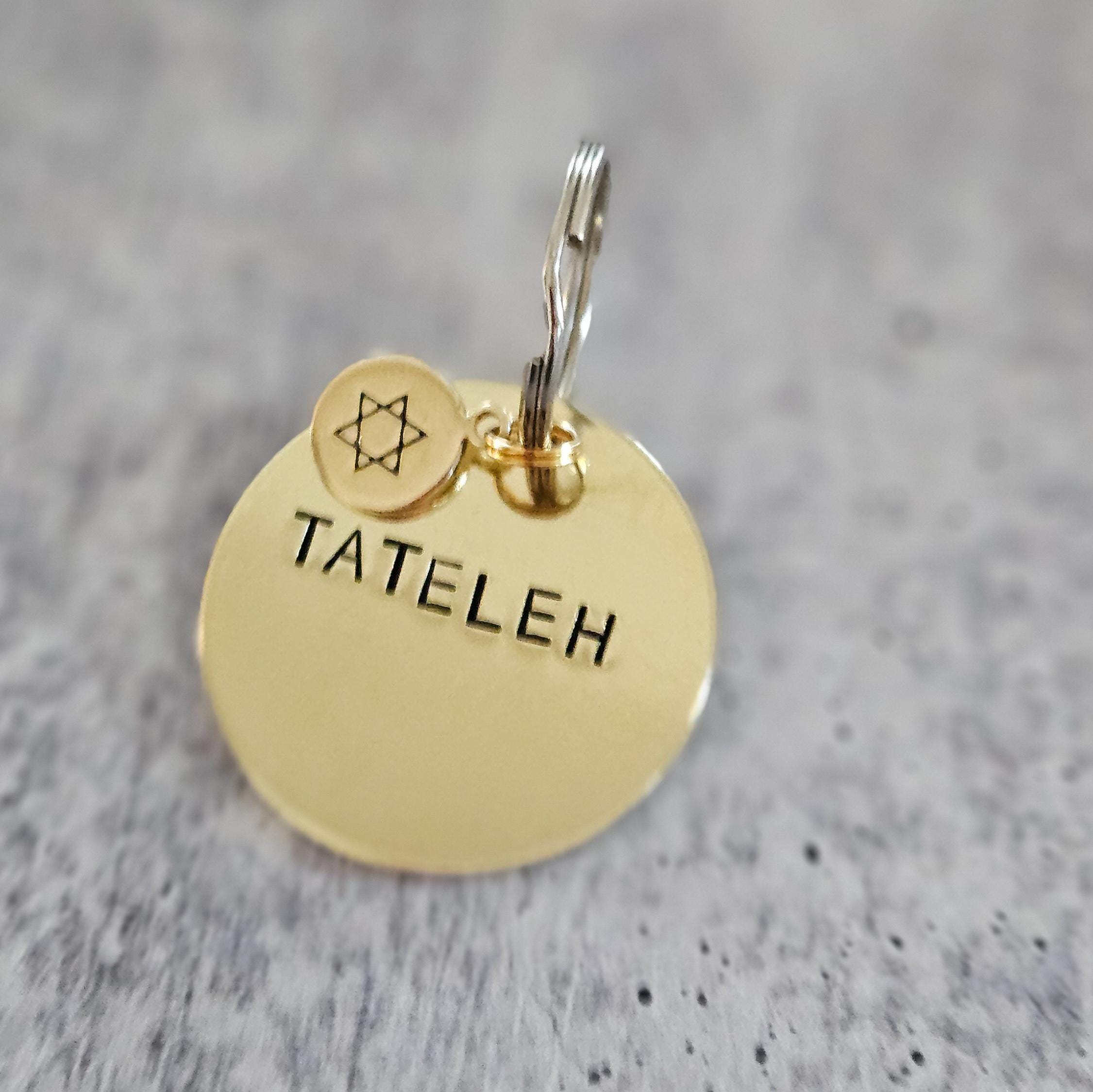 Mameleh / Tateleh Hand-Stamped Brass Keychain