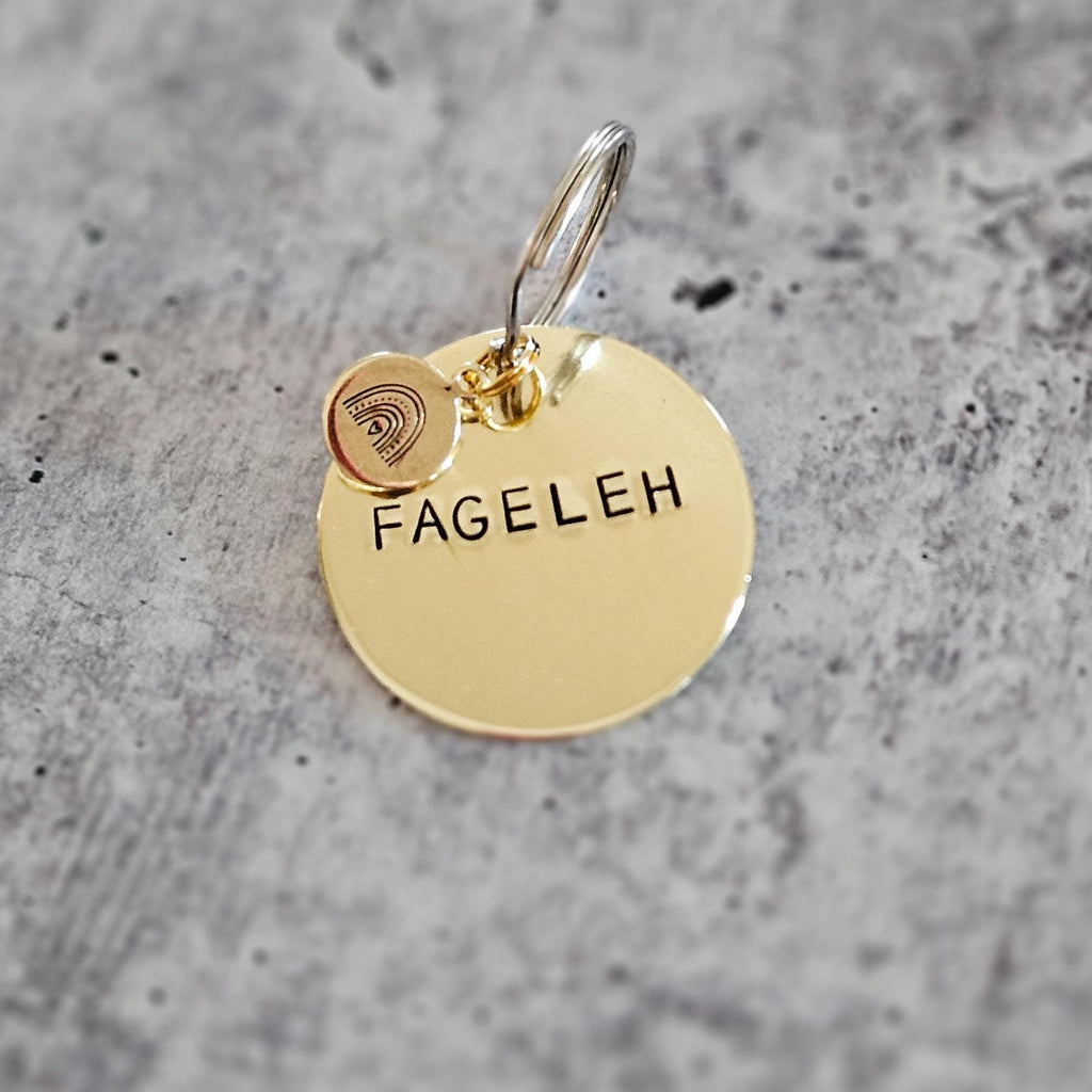 Fageleh Hand Stamped Brass Keychain – LGBTQ Pride