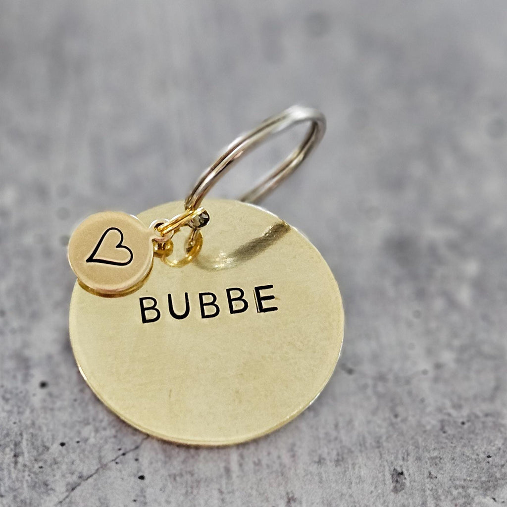 Bubbe or Zeyde Hand Stamped Brass Keychain