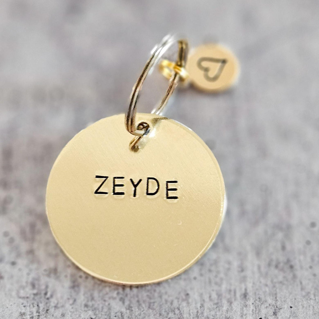 Bubbe or Zeyde Hand Stamped Brass Keychain