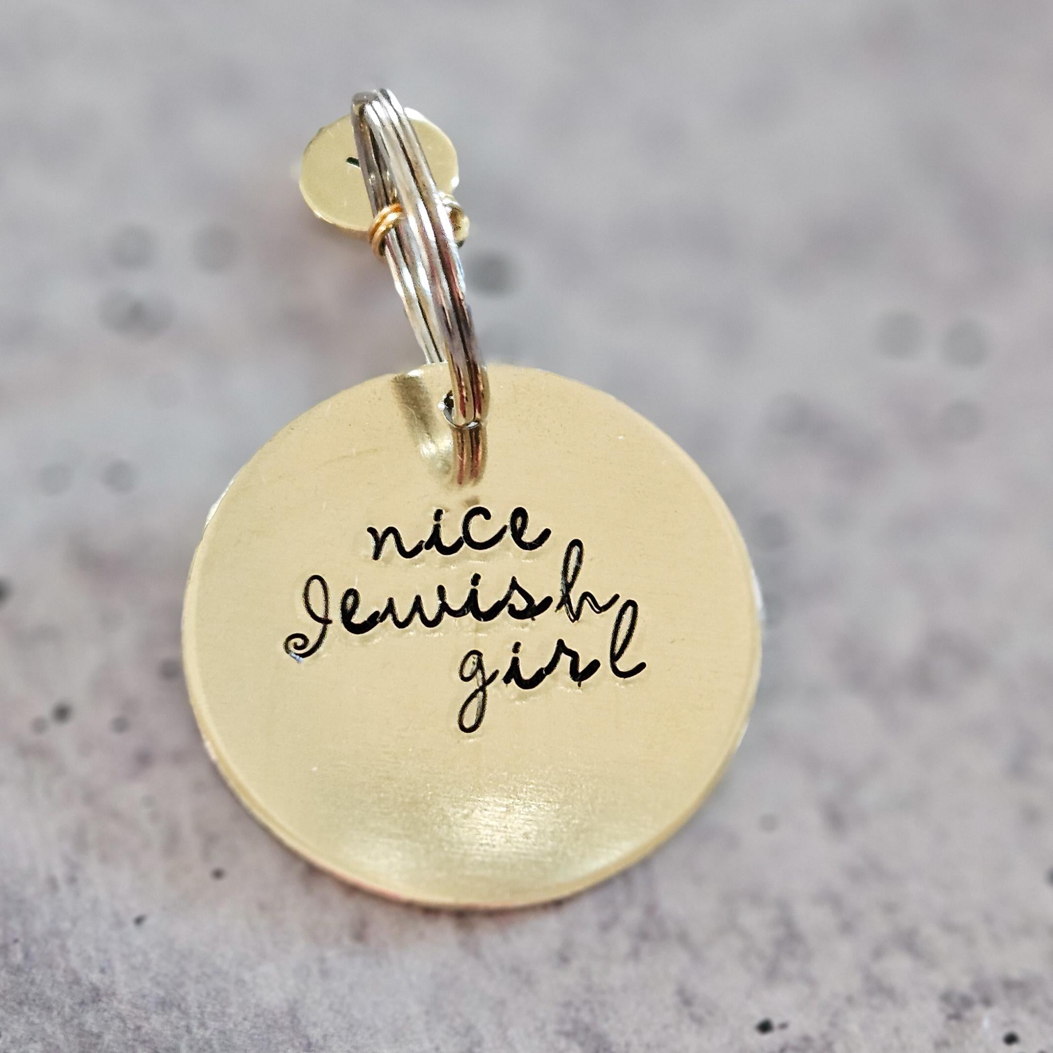 Nice Jewish Boy or Girl Hand Stamped Brass Keychain