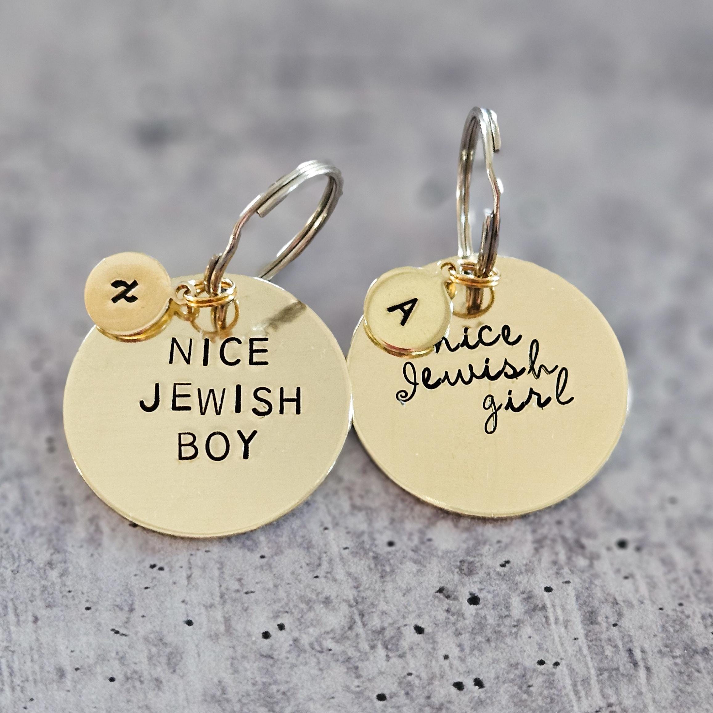 Nice Jewish Boy or Girl Hand Stamped Brass Keychain