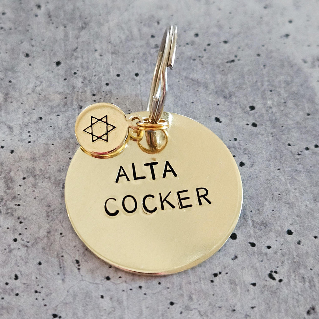 Alta Cocker Hand Stamped Brass Keychain