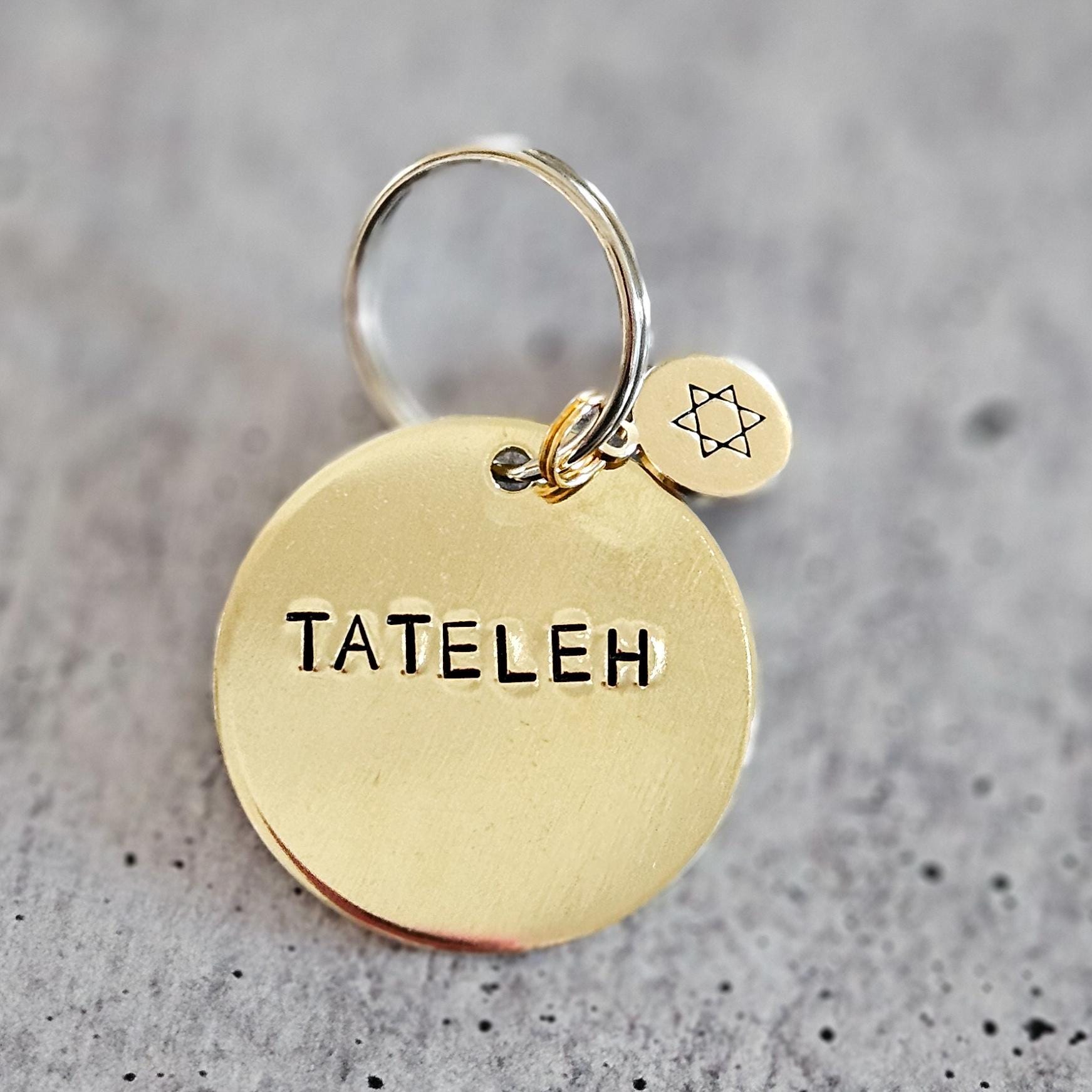 Mameleh / Tateleh Hand-Stamped Brass Keychain
