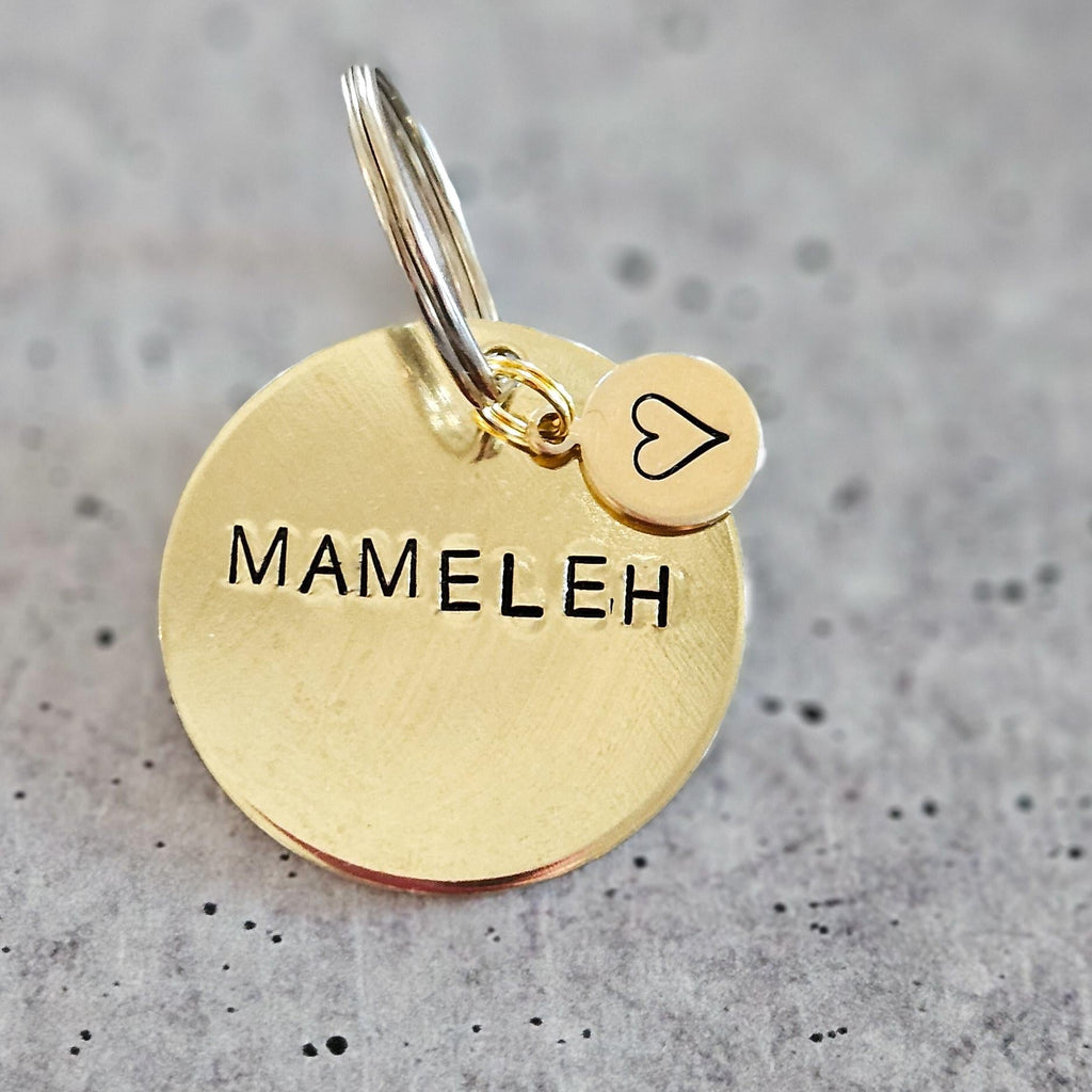Mameleh / Tateleh Hand-Stamped Brass Keychain