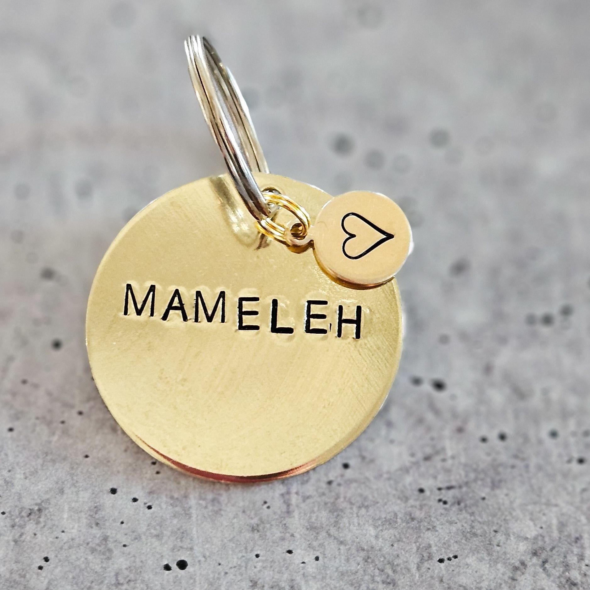 Mameleh / Tateleh Hand-Stamped Brass Keychain