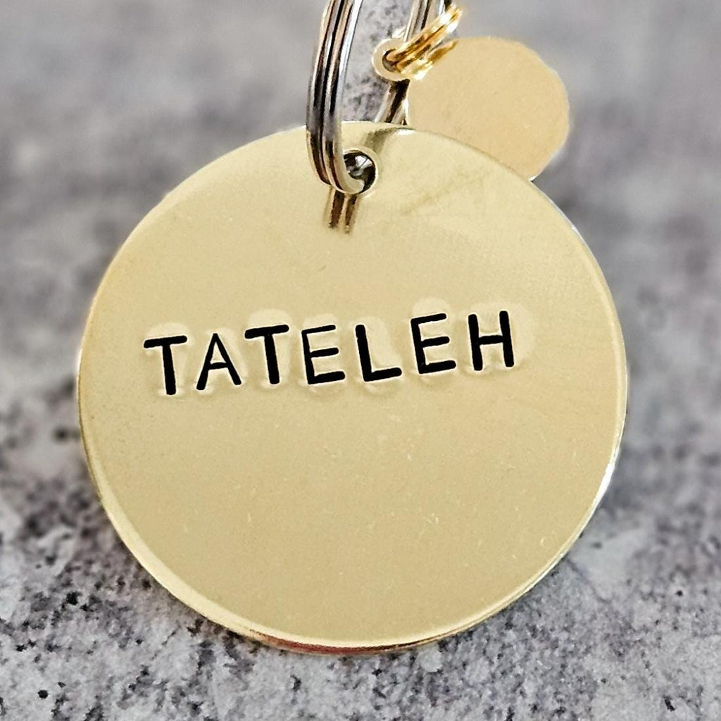 Mameleh / Tateleh Hand-Stamped Brass Keychain