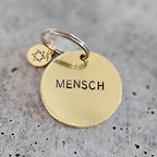 Mensch Hand Stamped Brass Keychain