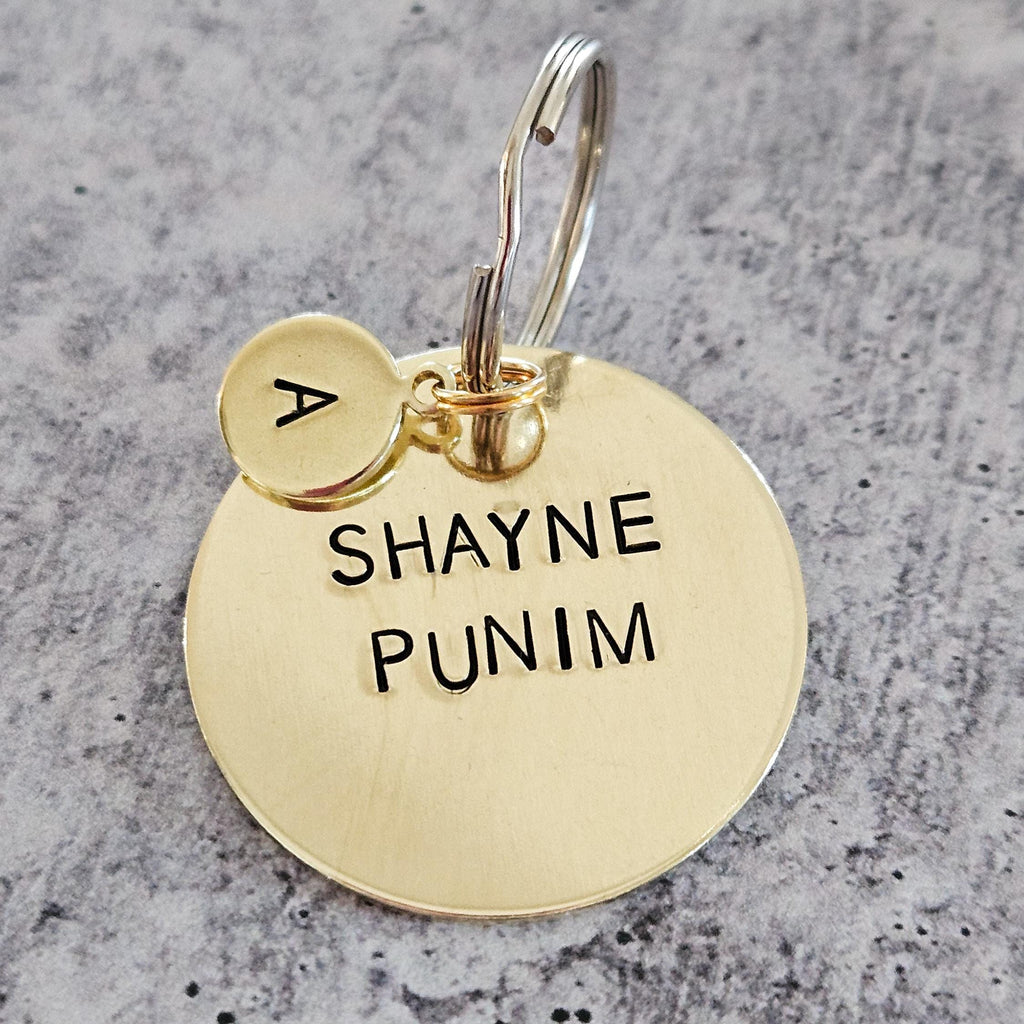 Shayne Punim Hand Stamped Brass Keychain