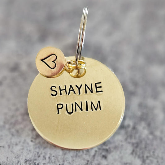 Shayne Punim Hand Stamped Brass Keychain
