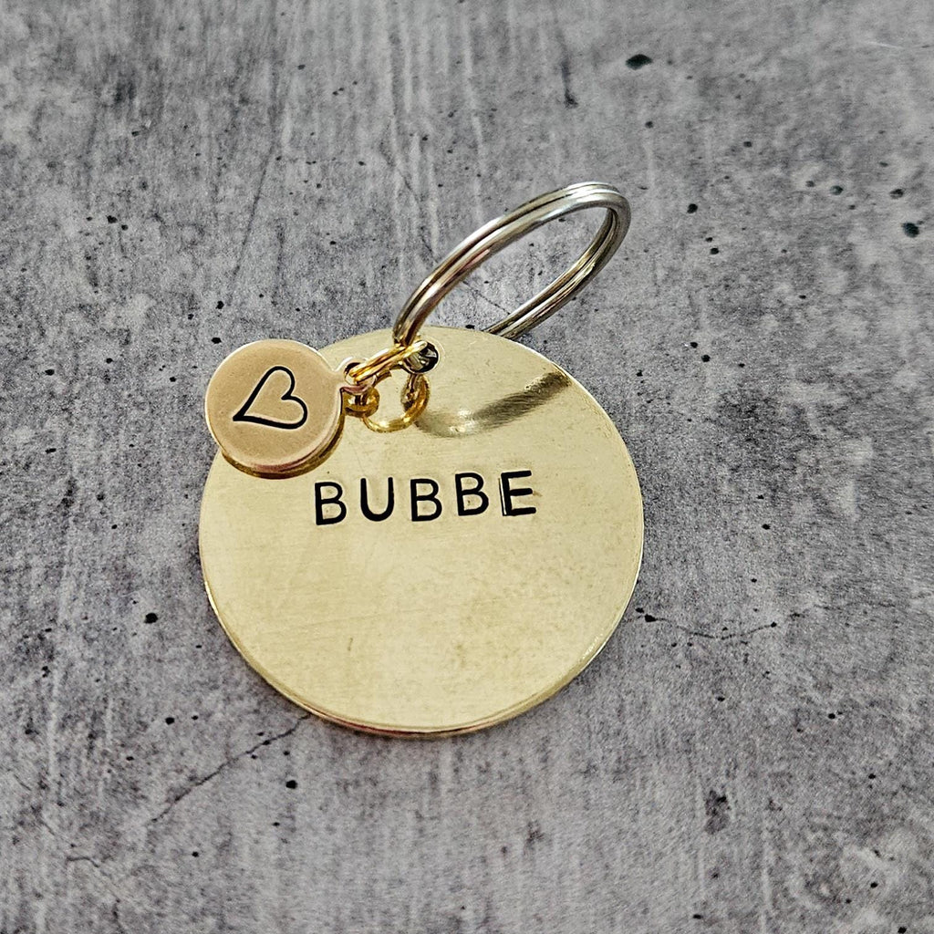 Bubbe or Zeyde Hand Stamped Brass Keychain