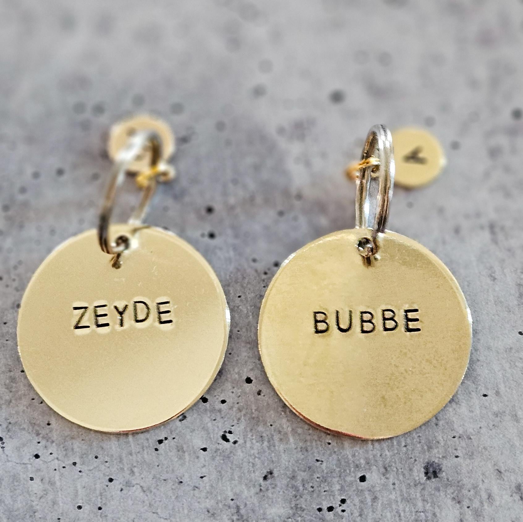 Bubbe or Zeyde Hand Stamped Brass Keychain