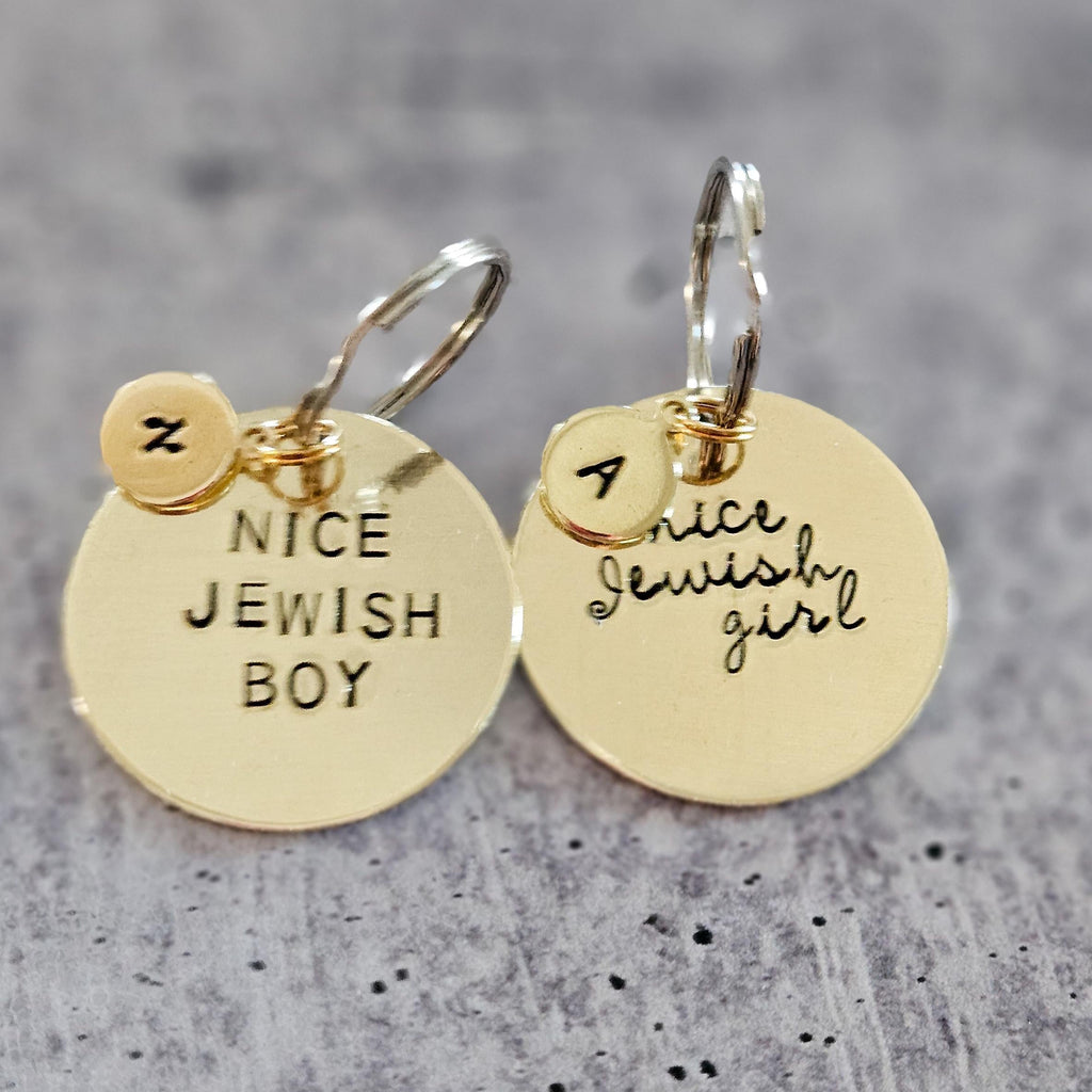 Nice Jewish Boy or Girl Hand Stamped Brass Keychain