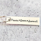Peace, Love, Israel Hand-Stamped Aluminum Keychain
