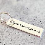 Peace, Love, Israel Hand-Stamped Aluminum Keychain