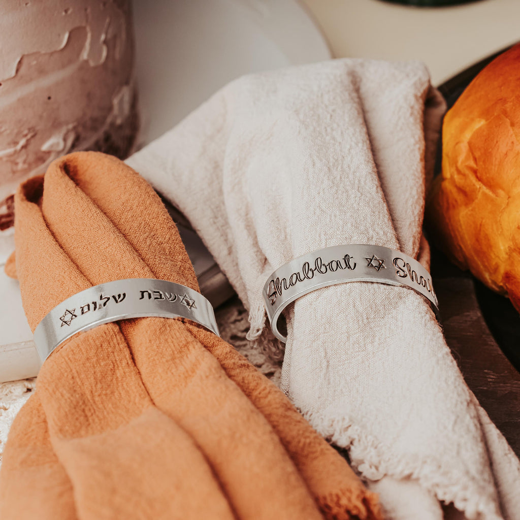 Shabbat Shalom Silver Napkin Rings