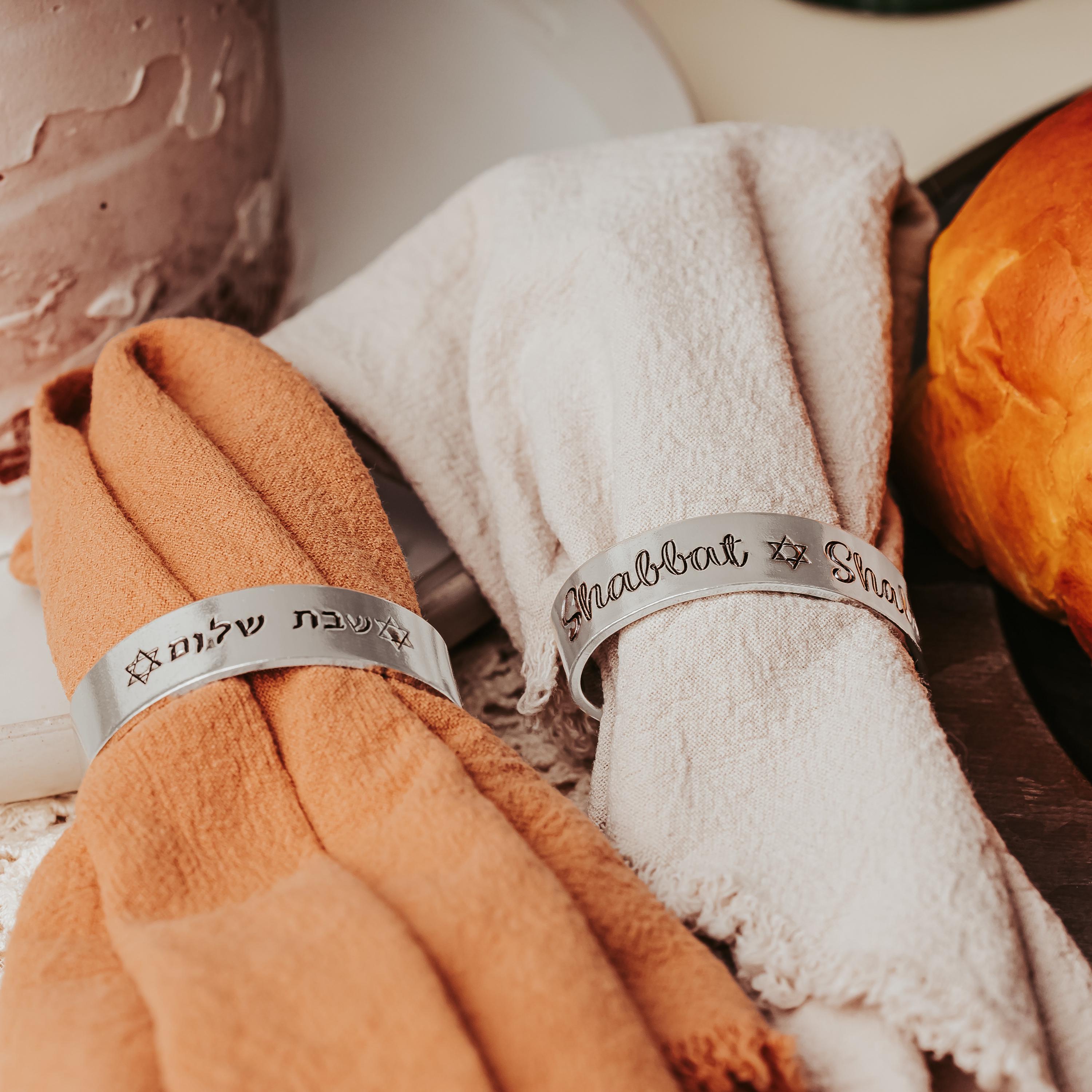 Shabbat Shalom Silver Napkin Rings