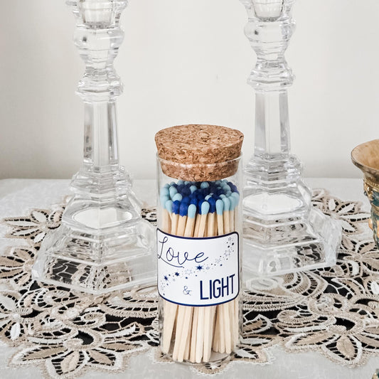 Love & Light Decorative Glass Match Jar
