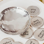 Sheva Brachot Jewish Wedding Gift Set – Pewter Dish + 7 Blessing Stones