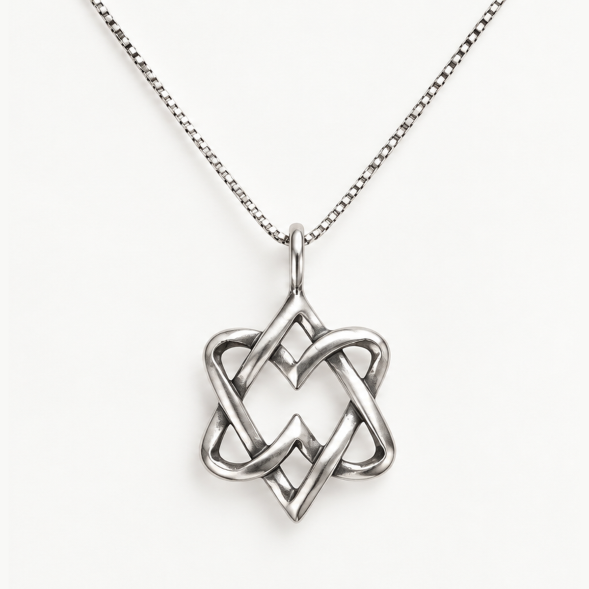 Sterling silver Interlocking Hearts Star of David Necklace from the Israel Museum