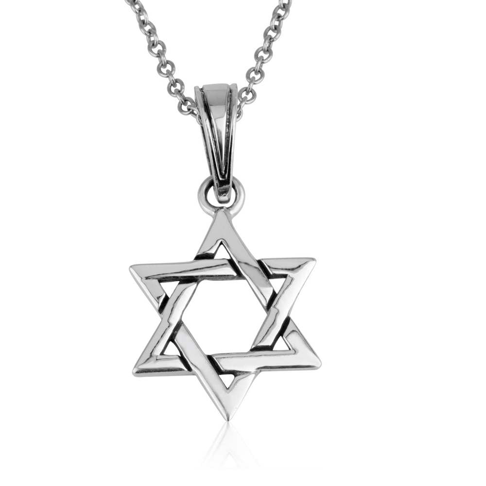 Intertwined Star of David sterling silver necklace