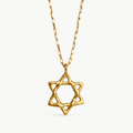 Gold Adi Star of David necklace by Jollori with handcrafted textured pendant