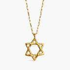 Gold Adi Star of David necklace by Jollori with handcrafted textured pendant