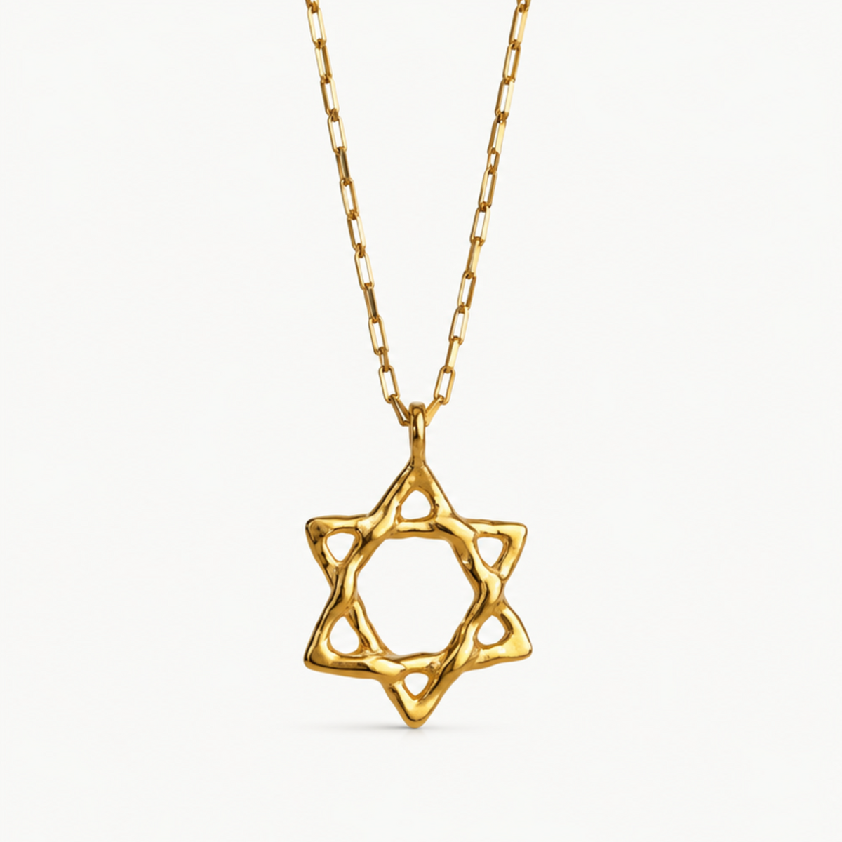 Gold Adi Star of David necklace by Jollori with handcrafted textured pendant