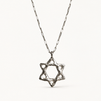 Silver Adi Star of David necklace by Jollori with handcrafted textured pendant