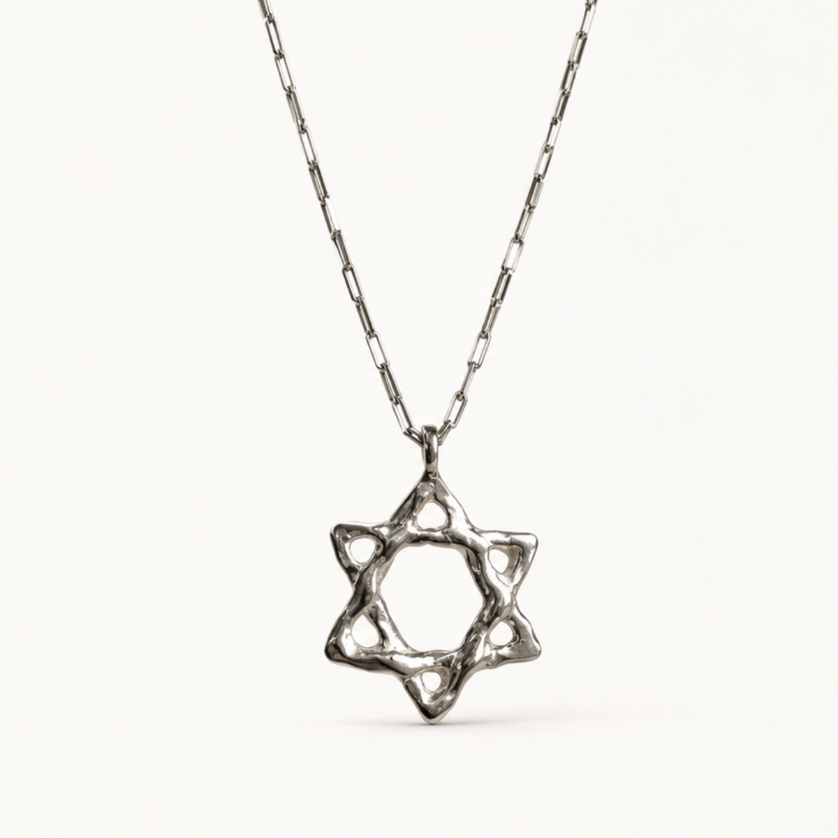 Silver Adi Star of David necklace by Jollori with handcrafted textured pendant